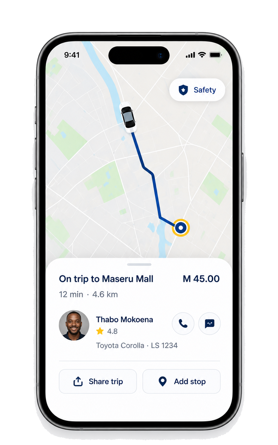 LocalLift trip in progress on a mobile phone